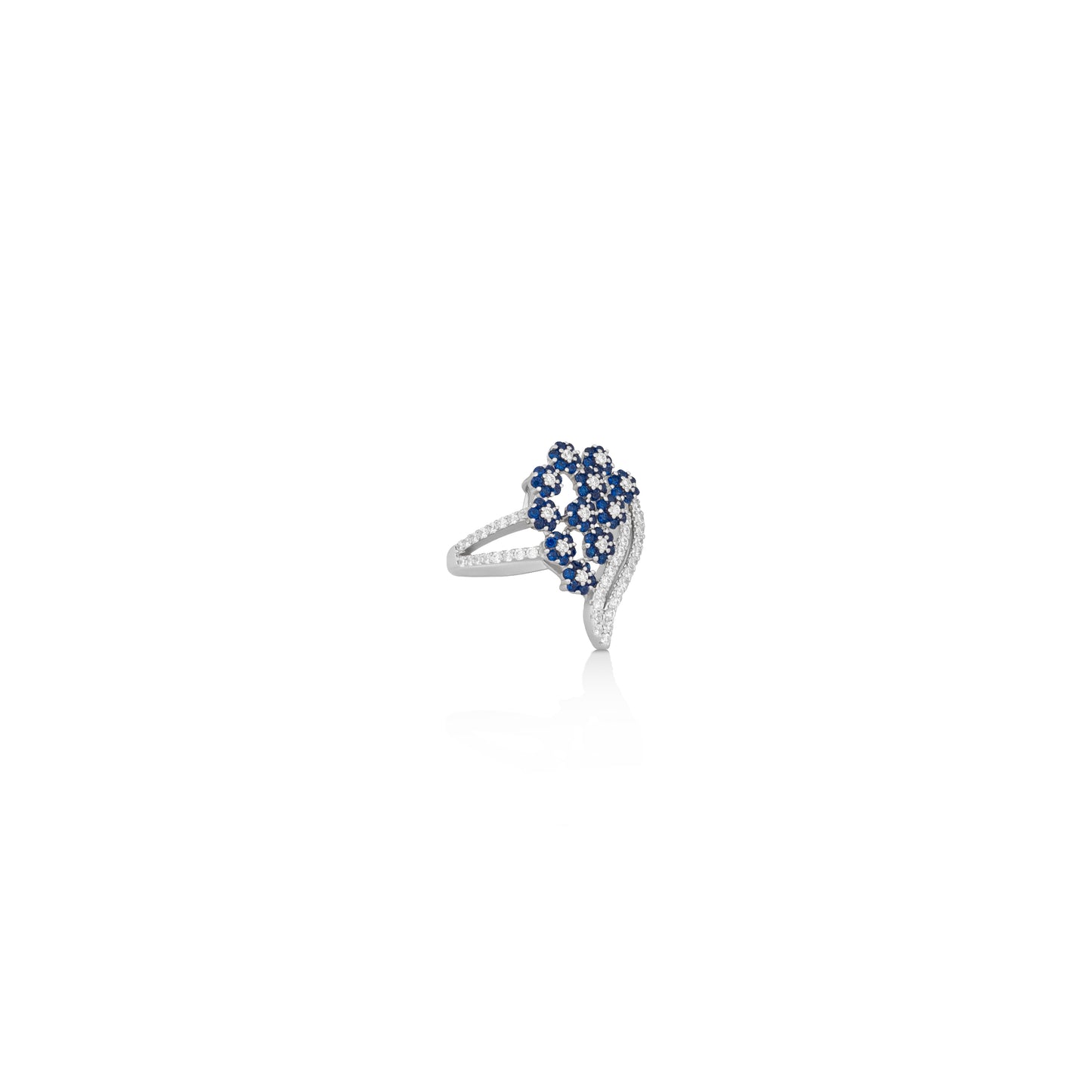 Silver Blue Leaf Ring