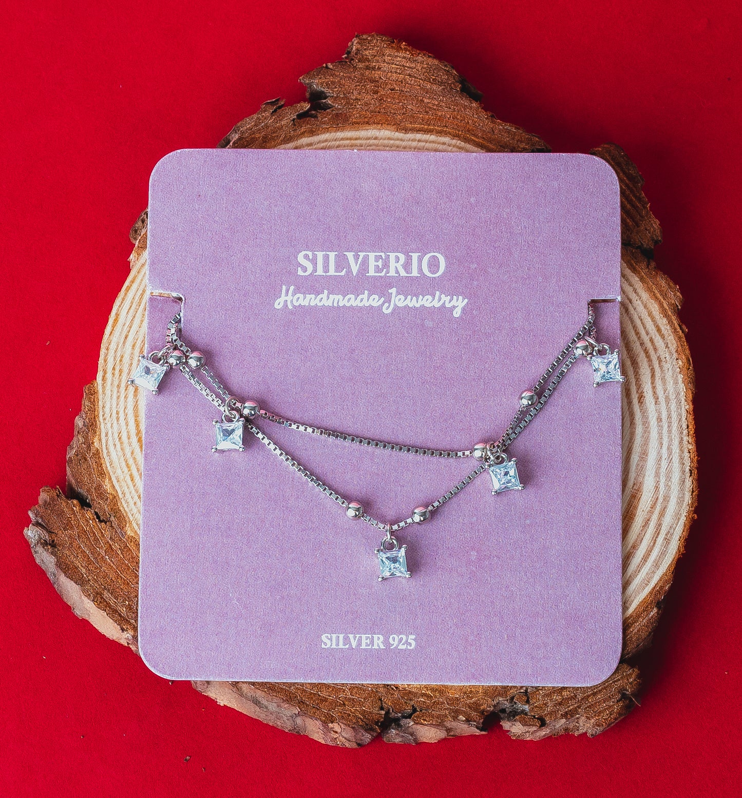Silverio Square Charm Anklet