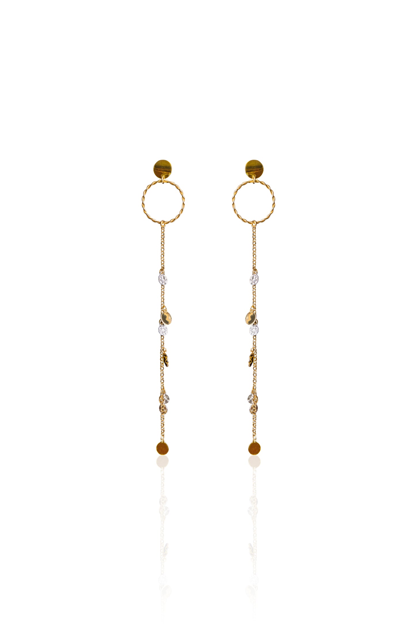 Silverio Twisted Circle Long Drop Earrings