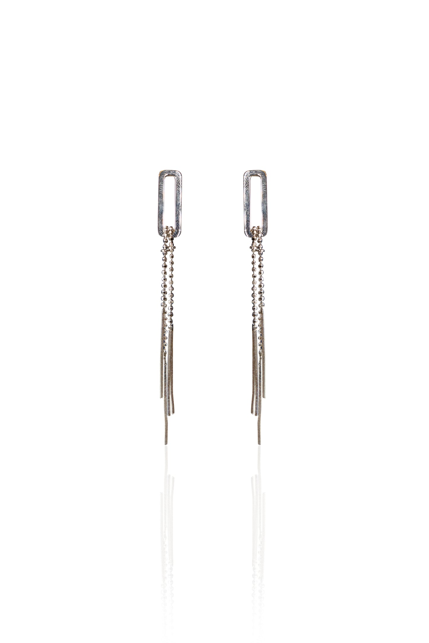 Silverio Geometric Chain Tassel Earrings