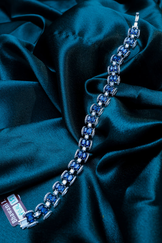 Silver Royal Blue crystal 925 silver plated stylish bracelet