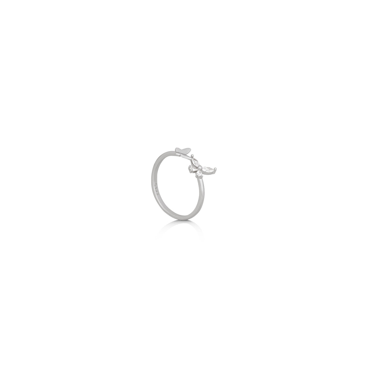 Silver Motherhood Butterfly Ring