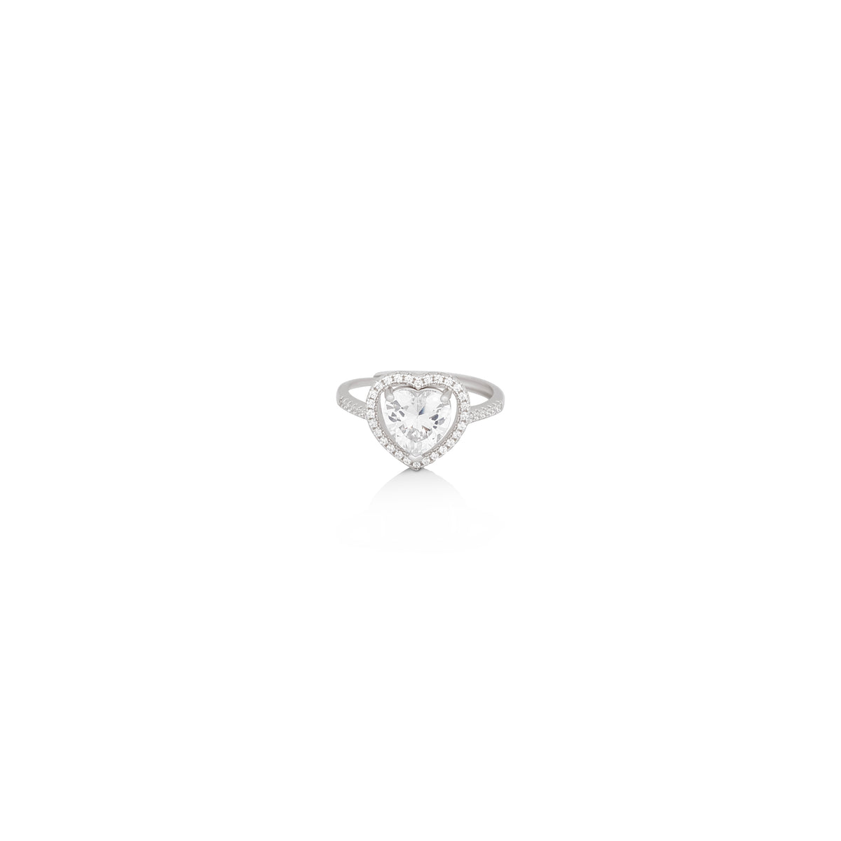 Silver Heart Solitare Ring