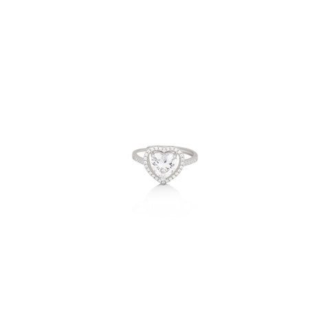 Silver Heart Solitare Ring