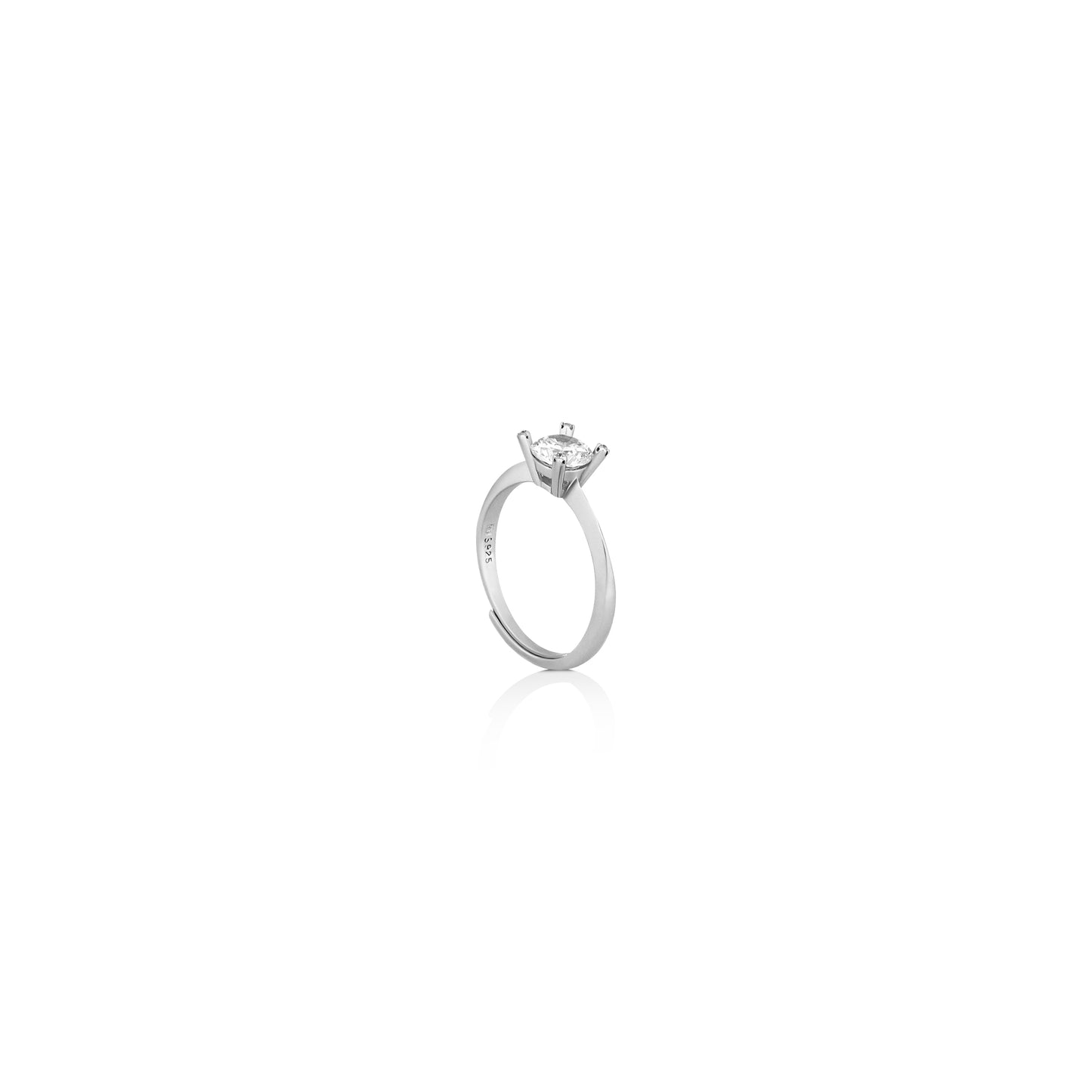 Silver Round Cut Moissanite Ring