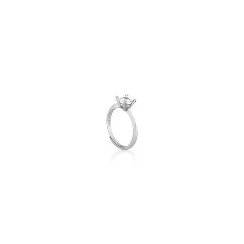 Silver Round Cut Moissanite Ring