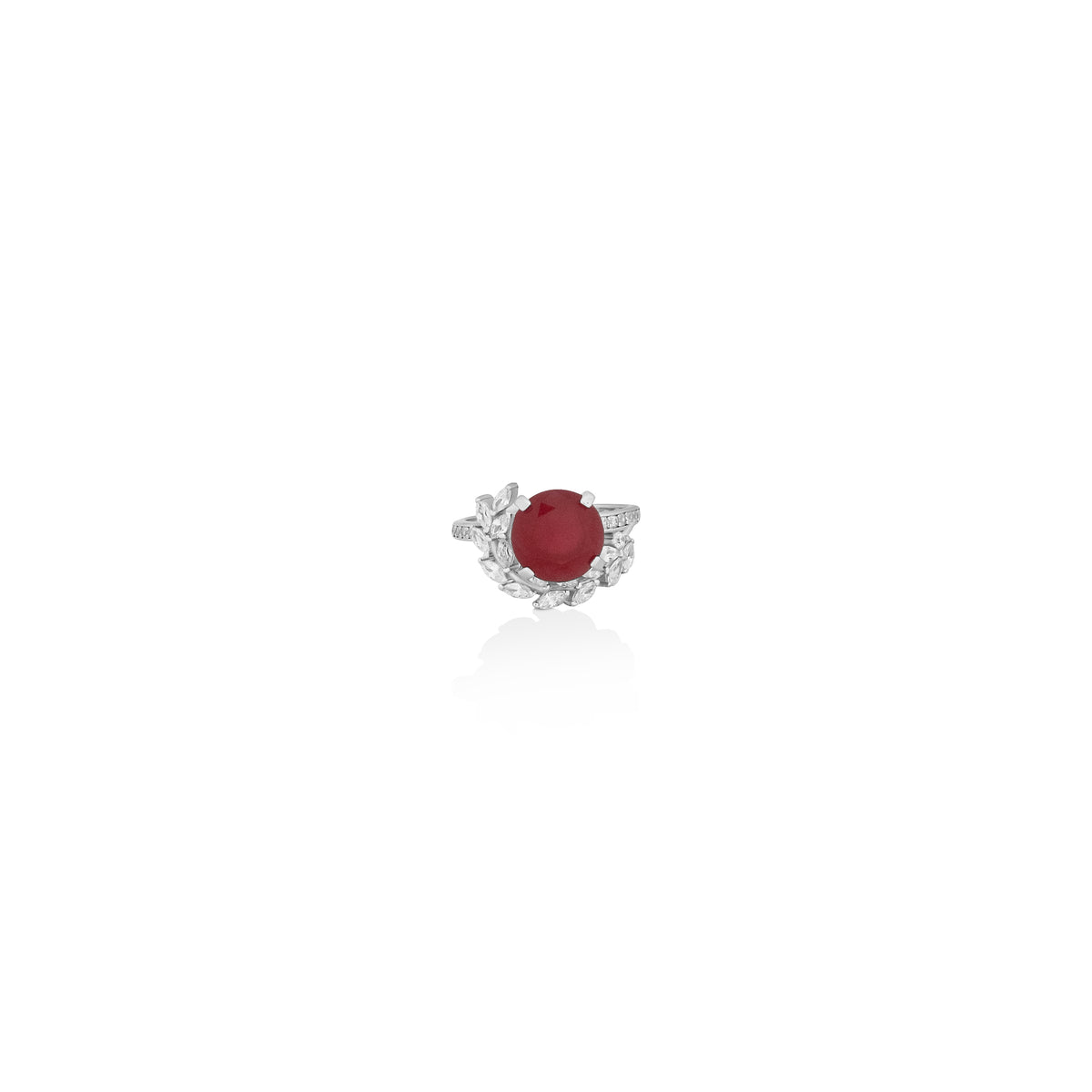 Silver CabochonRuby Ring