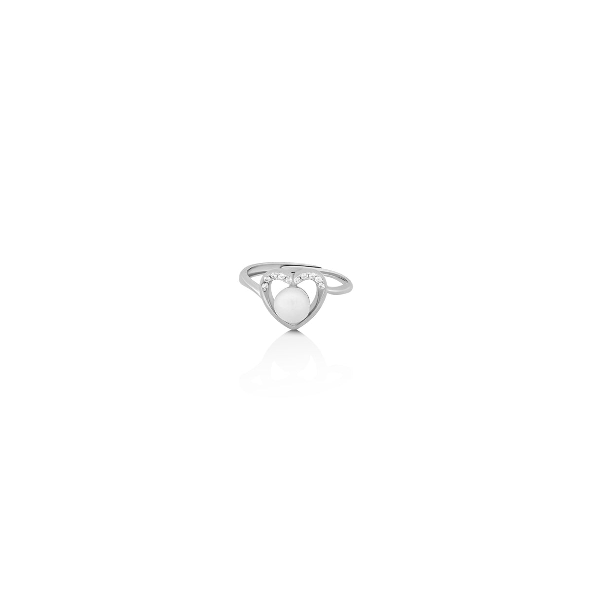 Silver Pearl-Heart Ring