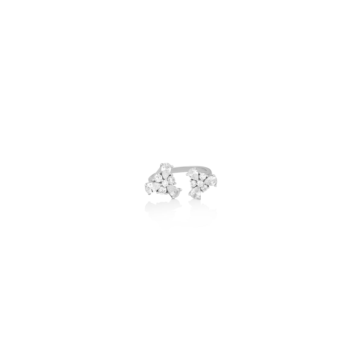 Silver Twin Flower Ring