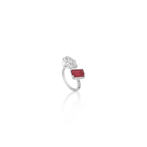 Silver Carnelian Red Ring