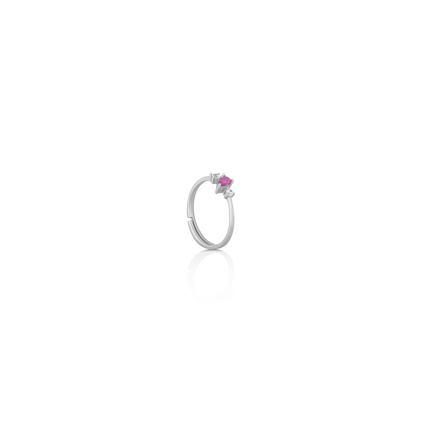 Silver Pink Ruby Ring