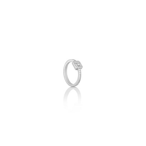 Silver Mini Square Diamond Ring