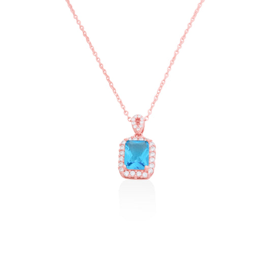 Silverio Rose Gold Blue Saphire Chain
