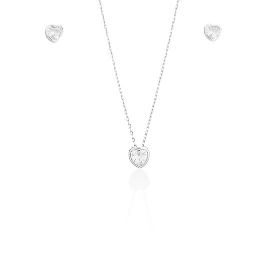 Silverio Heart Studs with Pendant Chain