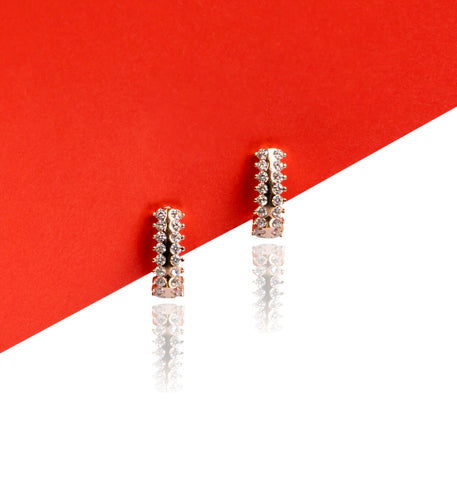 Silverio Rose Gold Diamond Studded Hoops