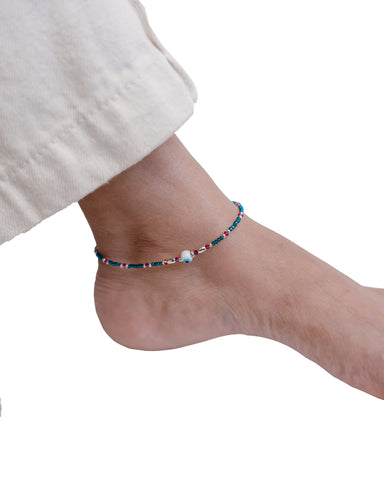 Silver Blue Evil Eye Anklet