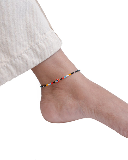 Silver Western Multi Colour Anklet