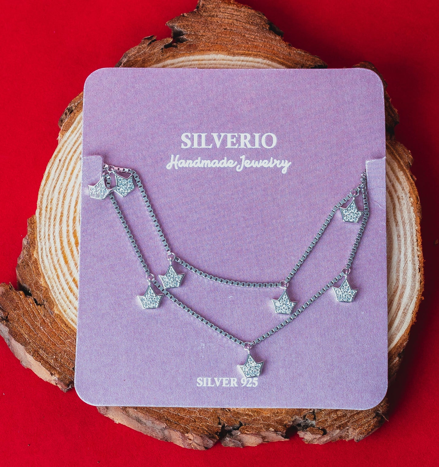Silverio Crown Charm Anklet