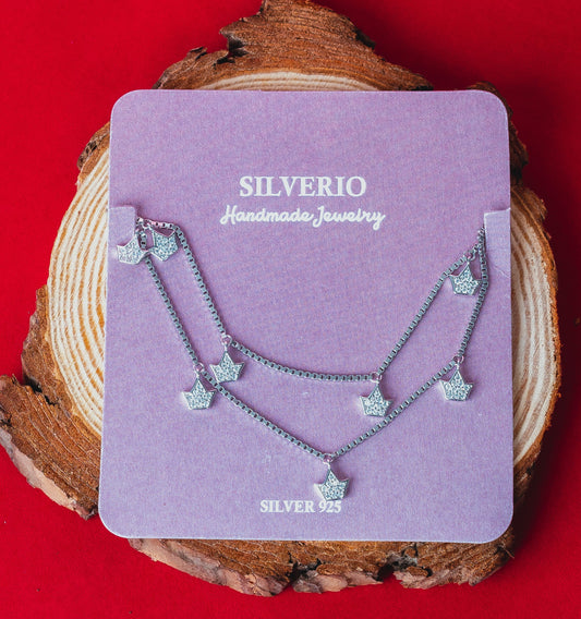 Silverio Crown Charm Anklet