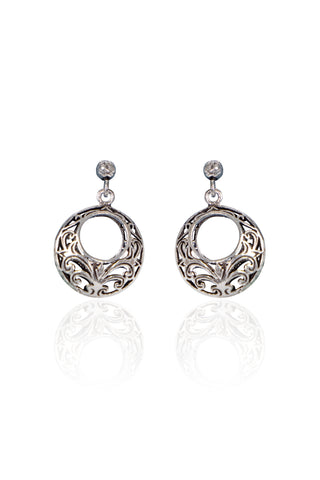 Elegant Filigree Silver Hoop Earrings