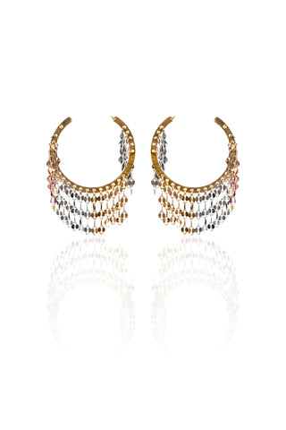 Tri-Tone Cascade Hoop Earrings