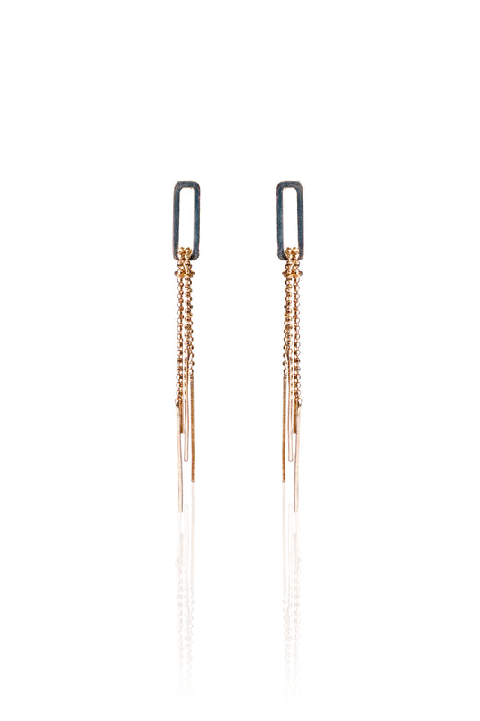 Silverio Geometric Chain Tassel Earrings