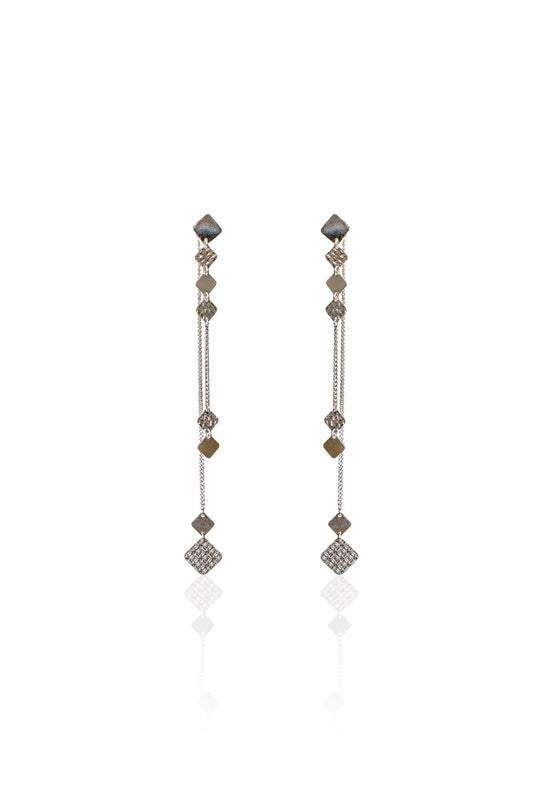 Silverio Diamond Motif Linear Drop Earrings