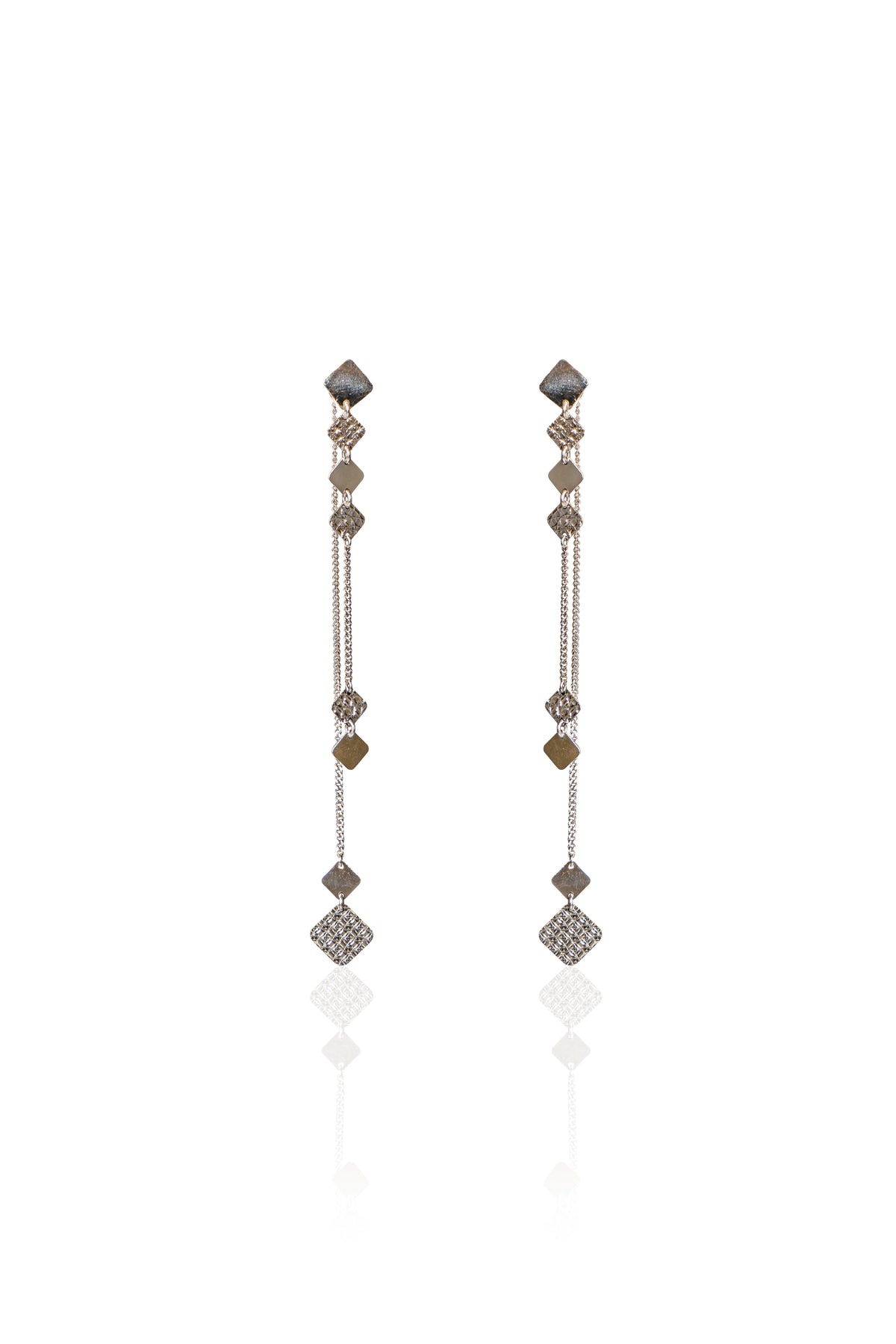 Silverio Diamond Motif Linear Drop Earrings