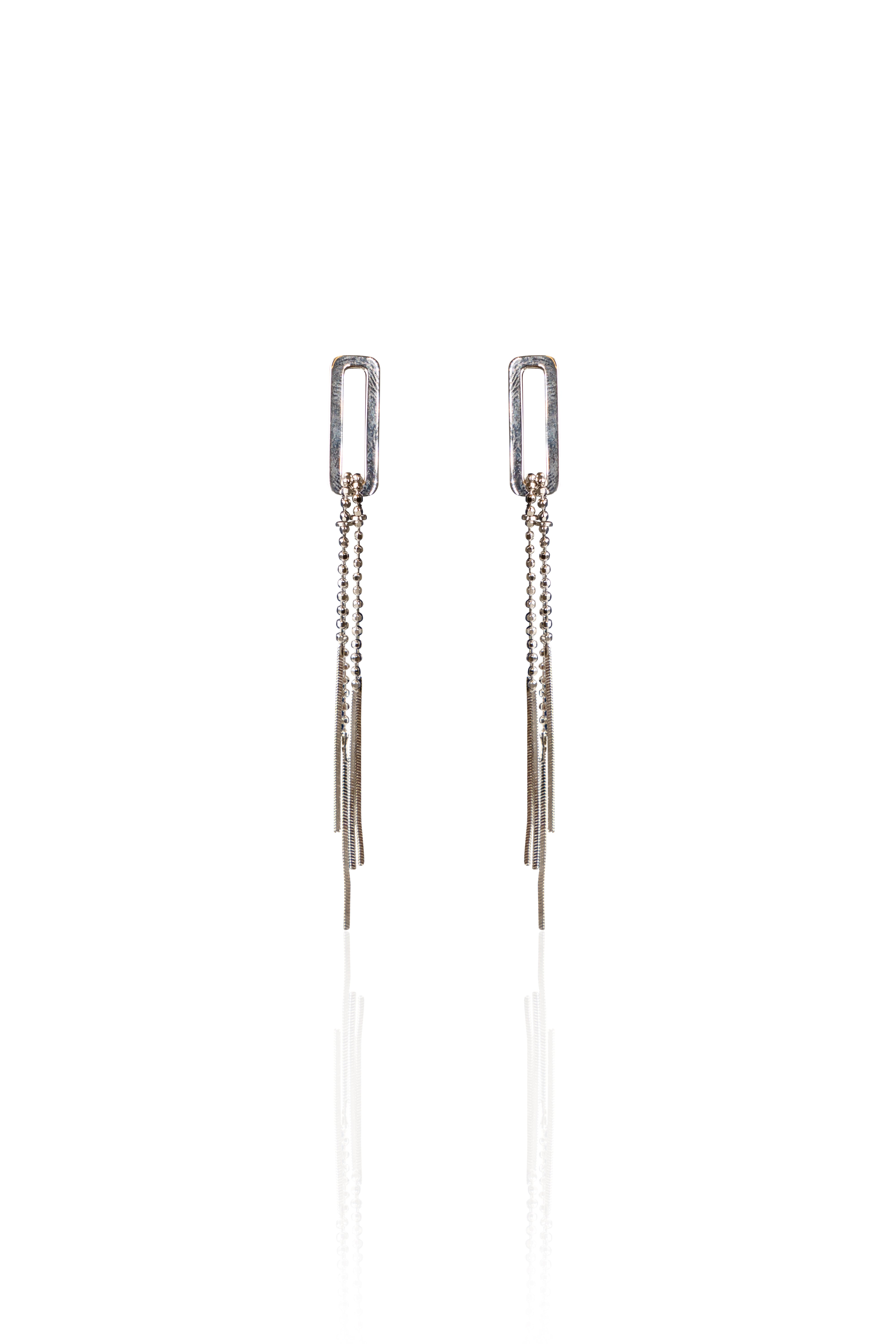 Silverio Geometric Chain Tassel Earrings