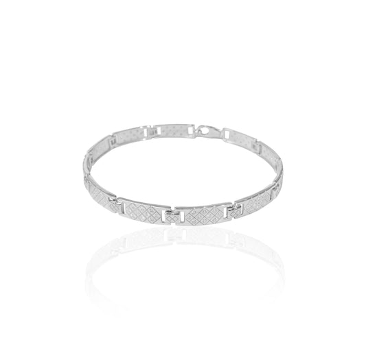 Sterling Silver Diamond Link Bracelet
