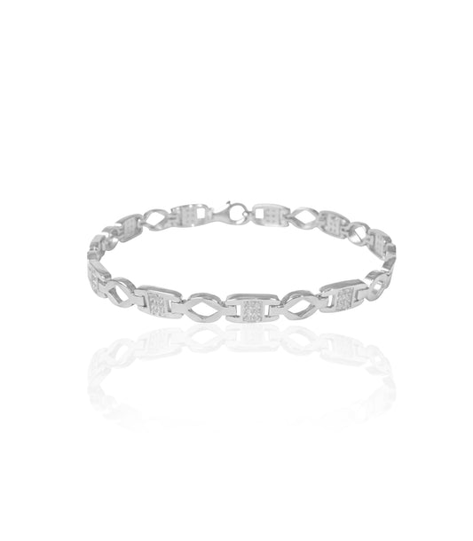 Silverio Silver Diamond-Cut Link Bracelet