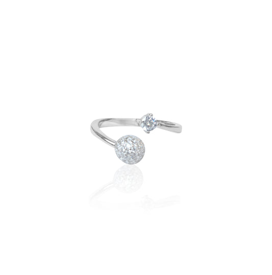 Silverio Open Sterling Silver Crystal Ball Ring