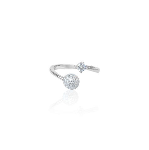 Silverio Open Sterling Silver Crystal Ball Ring