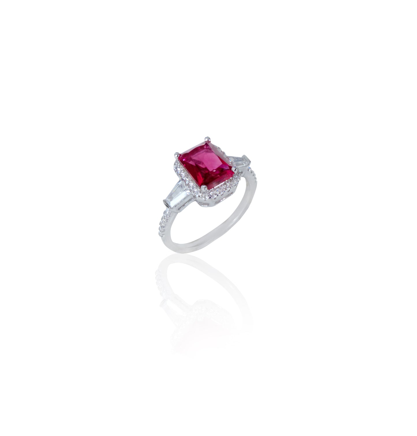 Elegant Silverio Ruby-Red Gemstone Sterling Silver Ring