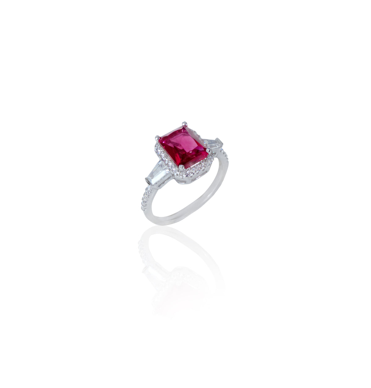 Elegant Silverio Ruby-Red Gemstone Sterling Silver Ring