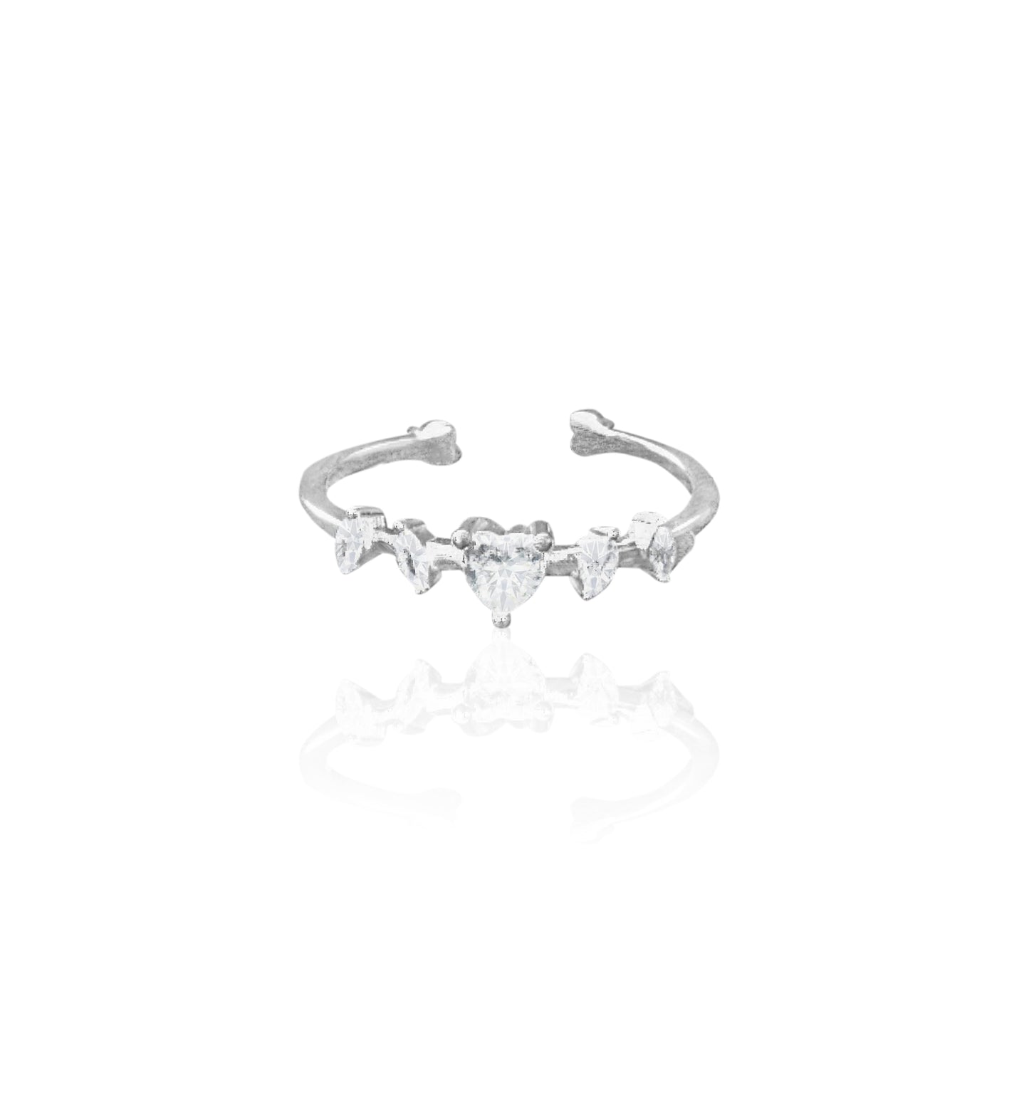 Silverio Heart Crown Pattern Silver Ring