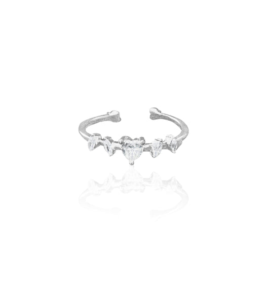 Silverio Heart Crown Pattern Silver Ring