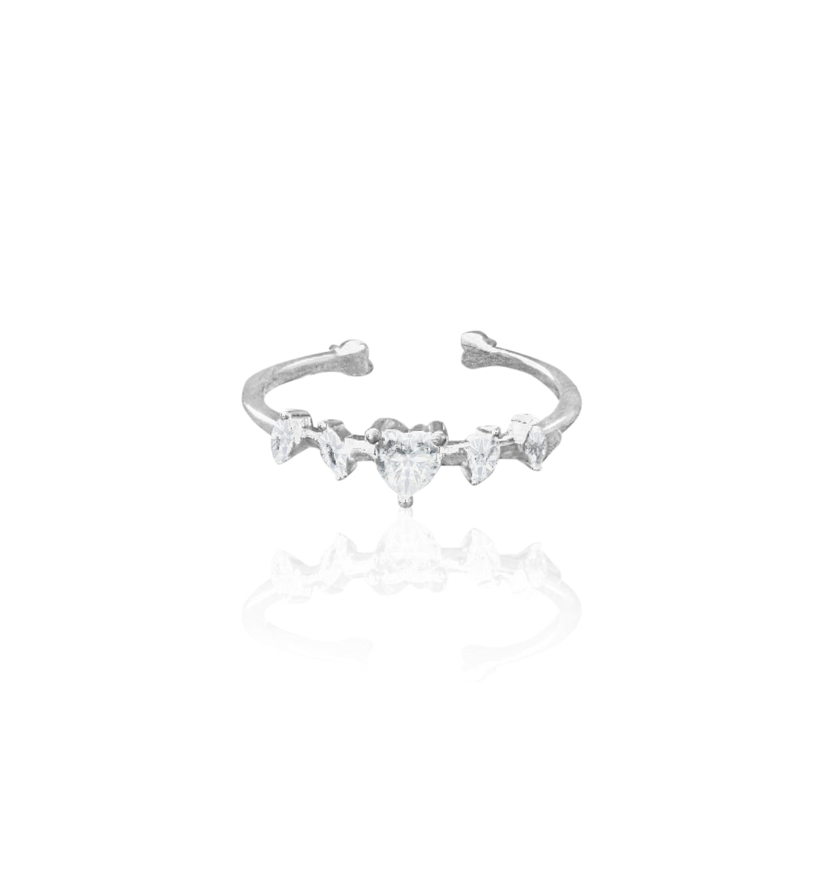 Silverio Heart Crown Pattern Silver Ring