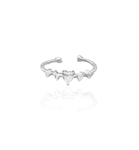 Silverio Heart Crown Pattern Silver Ring