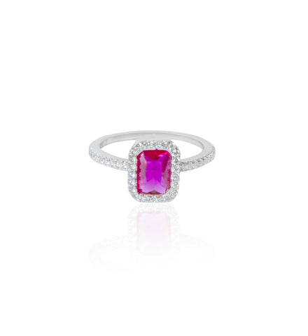 Silverio Pink Gemstone Sterling Silver Ring