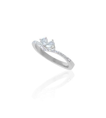 Silverio Sterling Silver Twin Heart Zirconia Ring