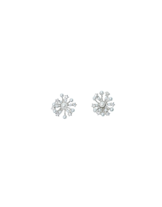 Snowflake Pearl & Crystal Stud Earrings