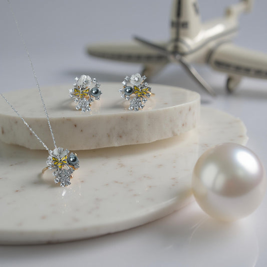 Blossom Radiance Jewellery Set – Earrings & Pendant