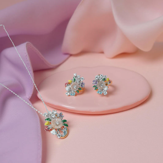 Blossom Radiance Jewellery Set – Earrings & Pendant